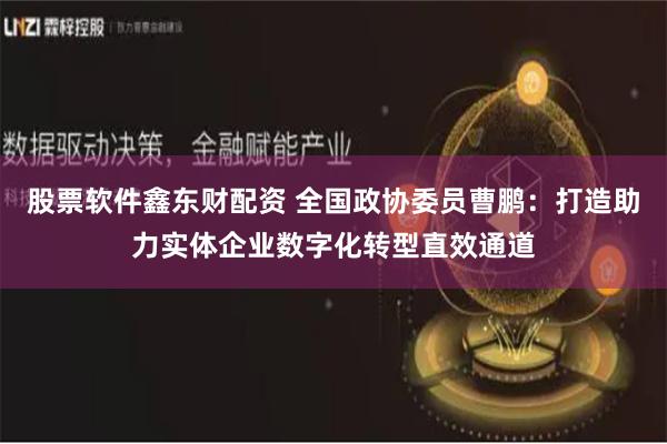 股票软件鑫东财配资 全国政协委员曹鹏：打造助力实体企业数字化转型直效通道